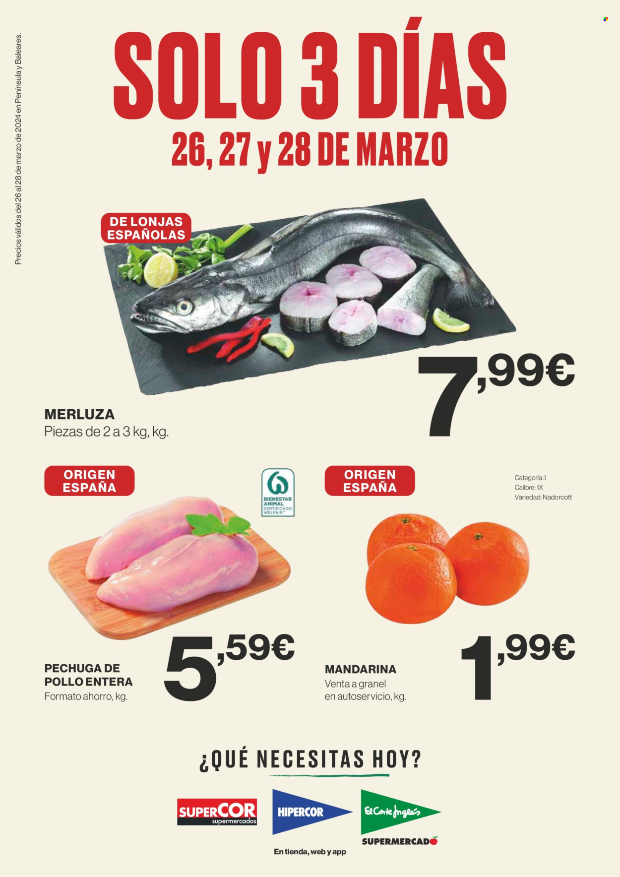 Folleto vigente Supercor supermercados  - 26.3.2024 - 28.3.2024.