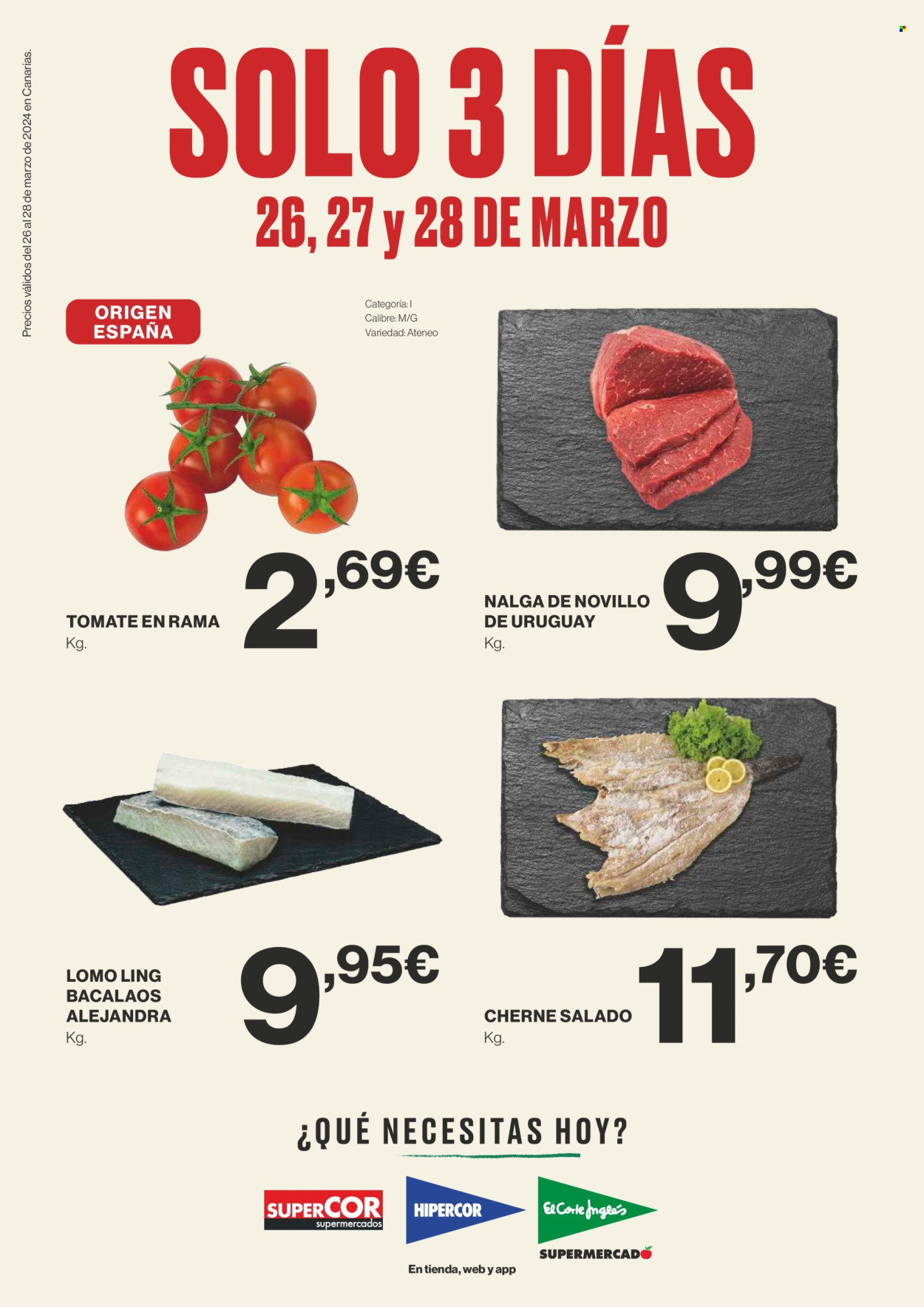 Folleto vigente Supercor supermercados  - 26.3.2024 - 28.3.2024.