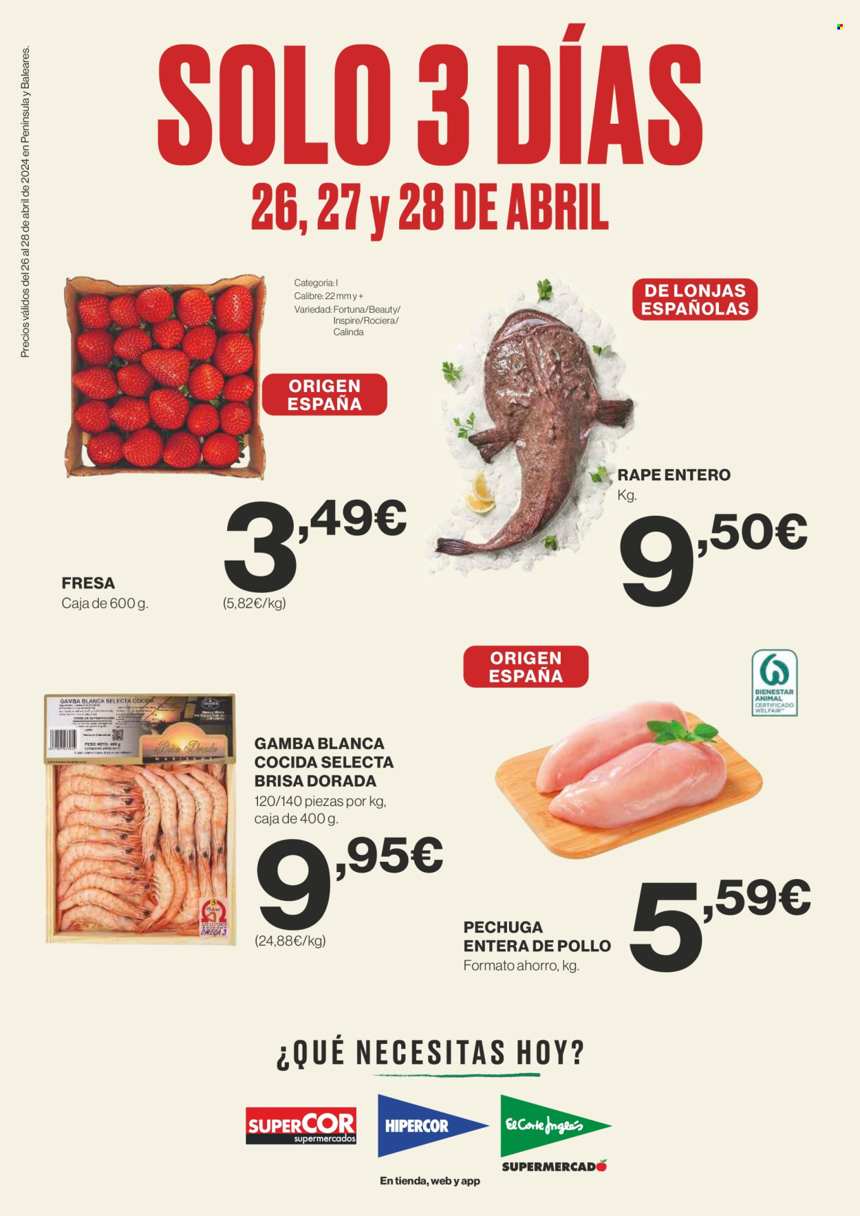 Folleto vigente Supercor supermercados  - 26.4.2024 - 28.4.2024.