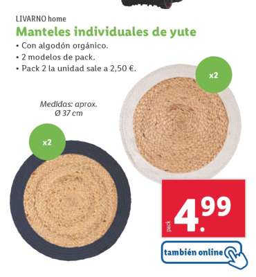 Manteles individuales de yute
