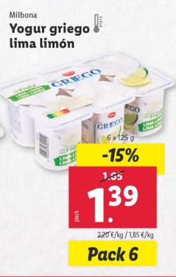 Milbona Yogur griego lima limón