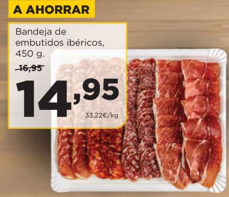 Bandeja de embutidos ibéricos, 450 g.