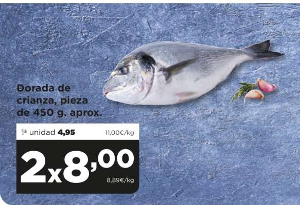 Dorada de crianza, pieza de 450 g. aprox.
