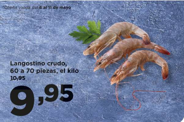 Langostino crudo, 60 a 70 piezas, el kilo