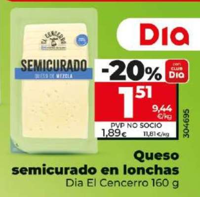 Queso semicurado en lonchas