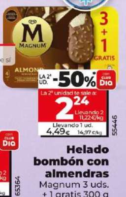 Helado bombón con almendras