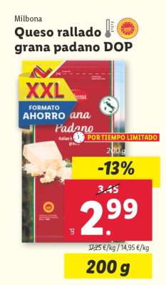 Milbona Queso rallado grana padano DOP