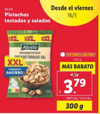 Pistachos tostados y salados